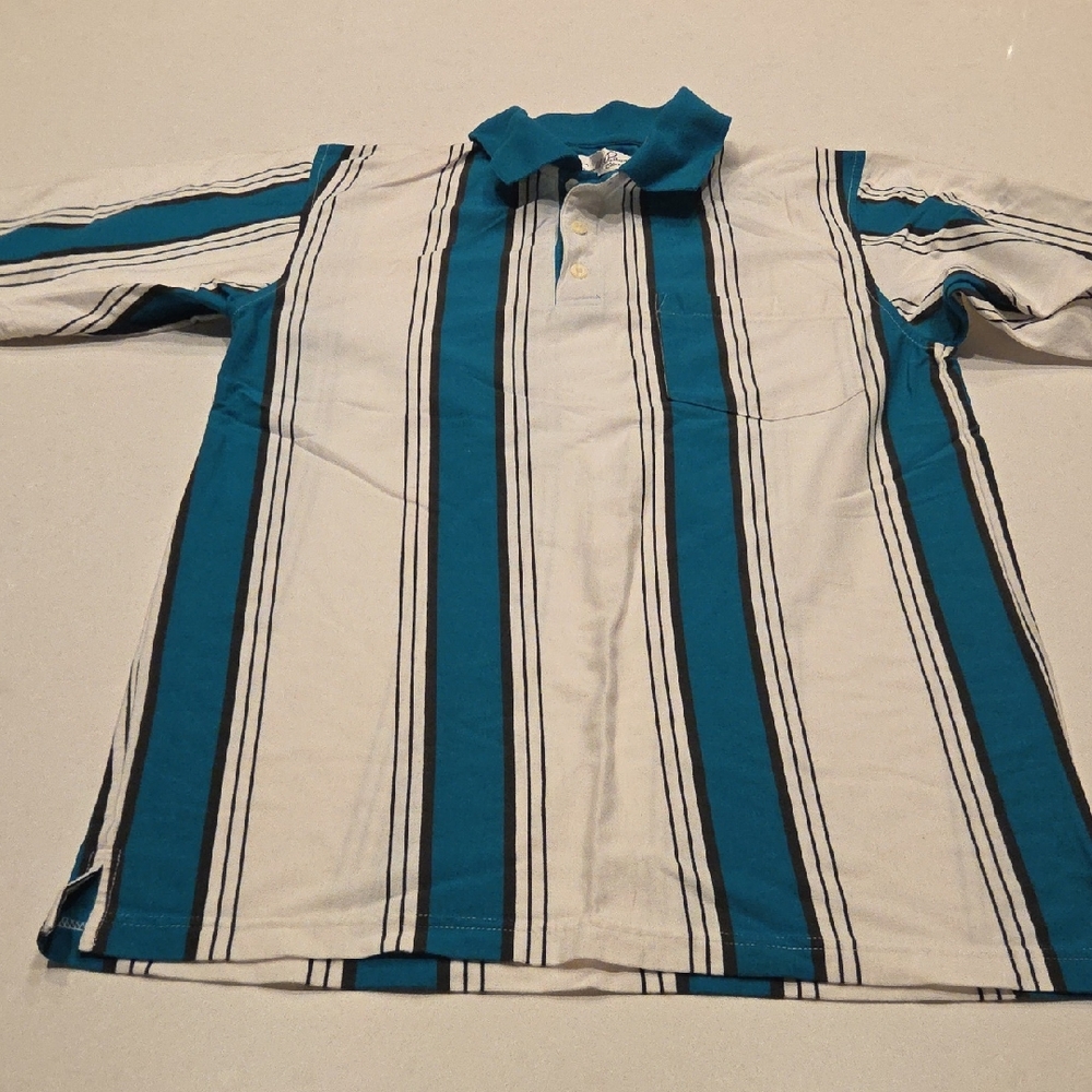Classic Blue and White Striped Polo Shirt